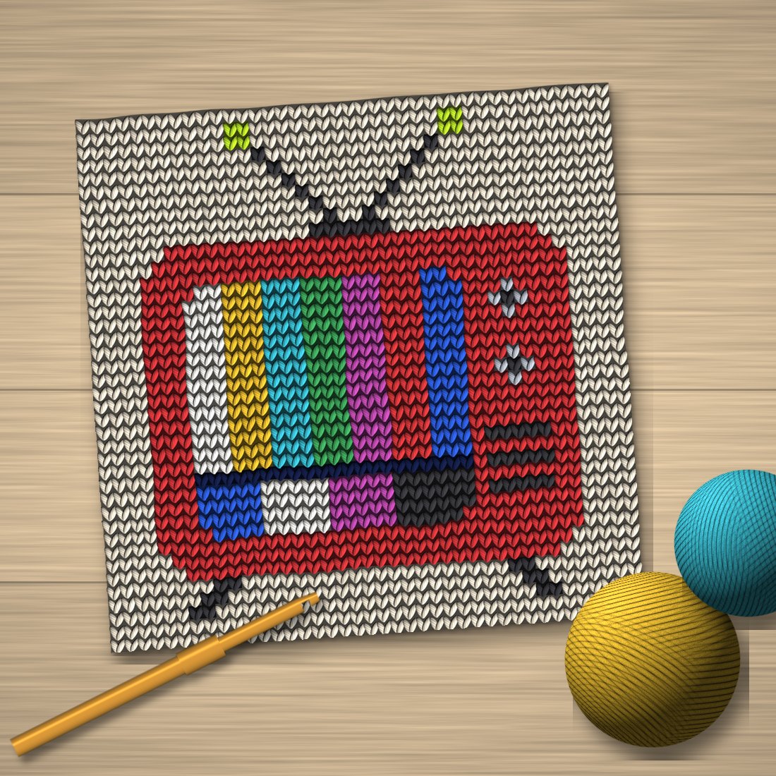 No Signal TV Crochet Pattern (Colour Bars)