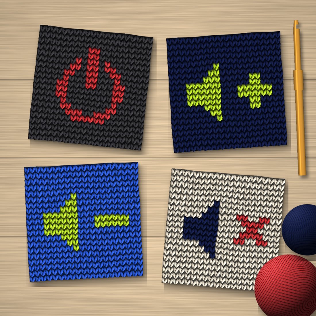 Power, Volume & Mute Crochet Coasters