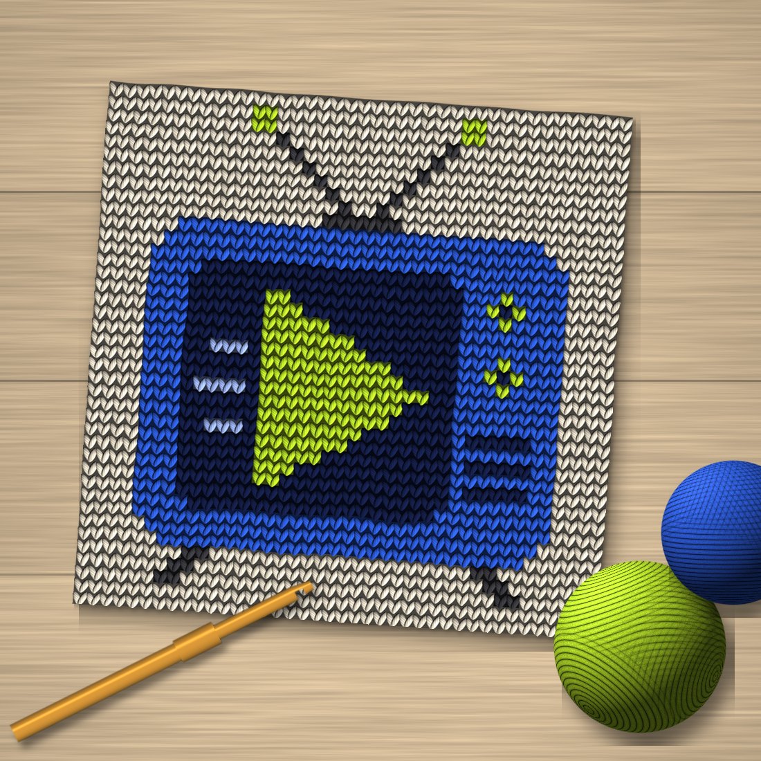 Retro TV Tapestry Crochet Square