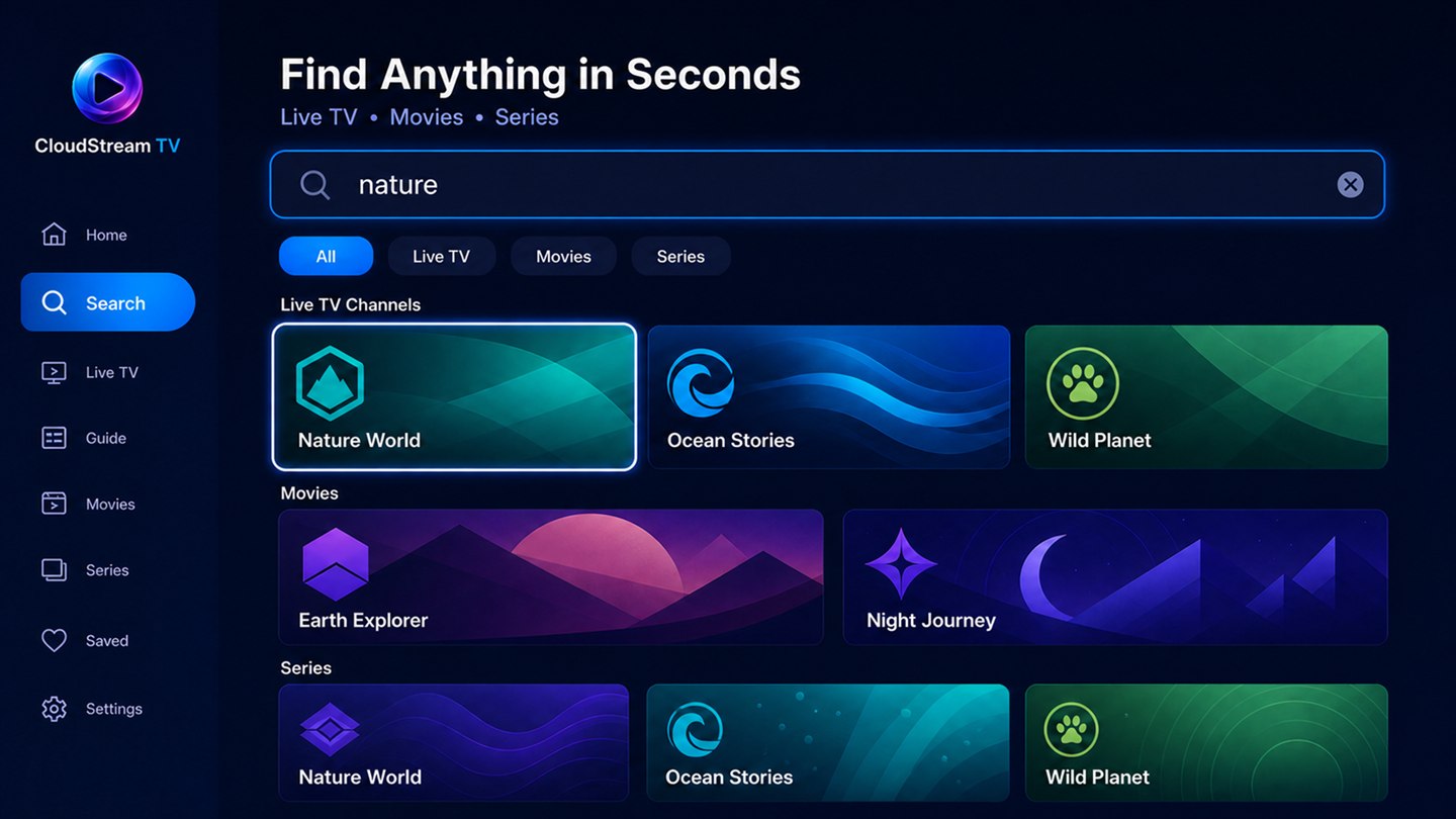 CloudStream Android search screen